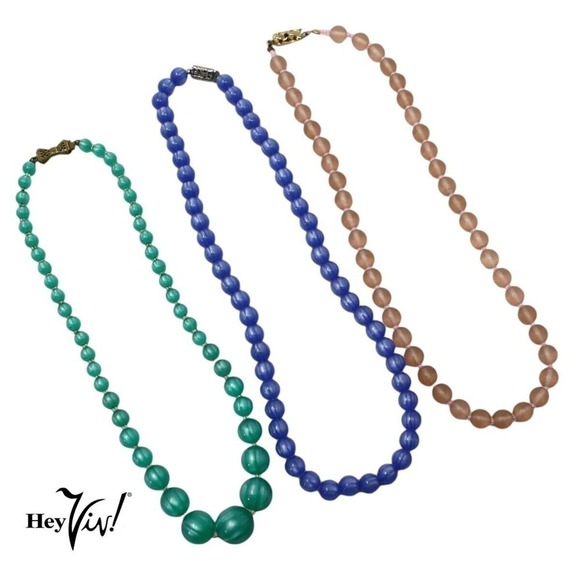 Three Vintage Bead Choker Necklaces to Wear as a Set or Separately - Hey Viv - Picture 3 of 9